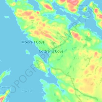 Cottrell's Cove地形图、海拔、地势
