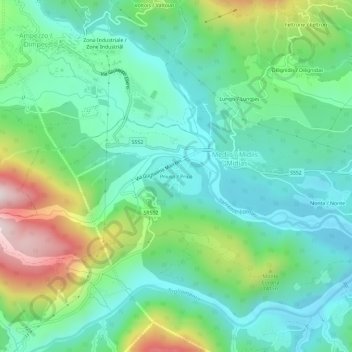 Priuso地形图、海拔、地势