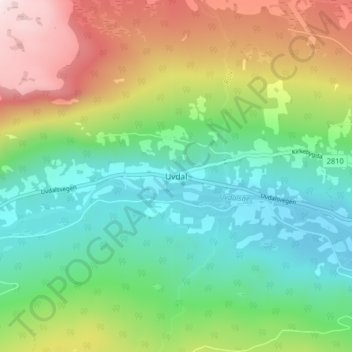 Uvdal地形图、海拔、地势