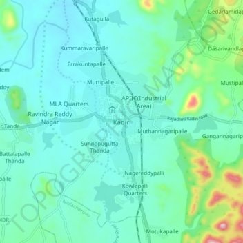 Kadiri地形图、海拔、地势