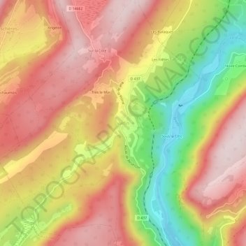 Valfin地形图、海拔、地势