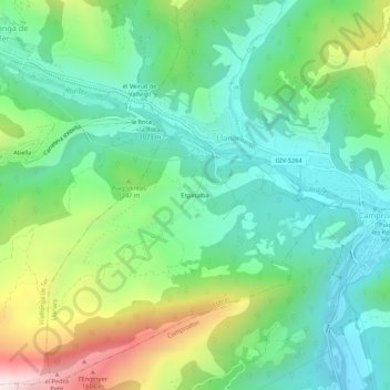 Espinalba地形图、海拔、地势