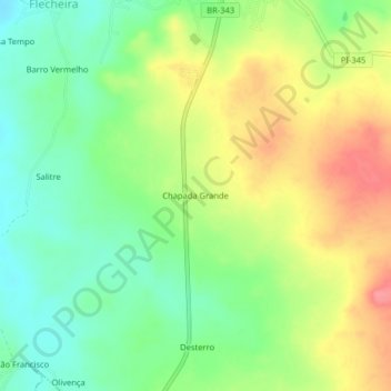 Chapada Grande地形图、海拔、地势