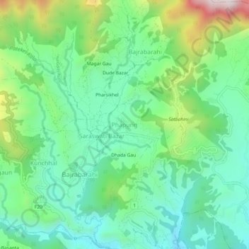 Phapung地形图、海拔、地势