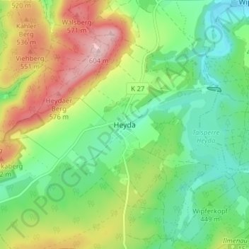 Heyda地形图、海拔、地势