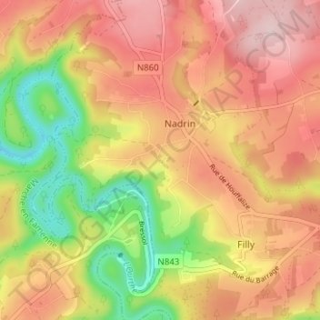 Ollomont地形图、海拔、地势