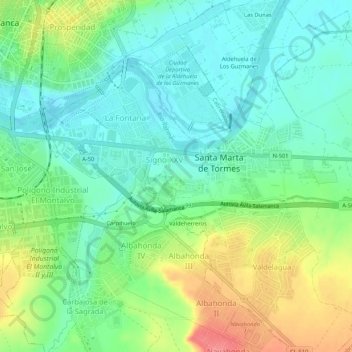 Las Luminarias地形图、海拔、地势