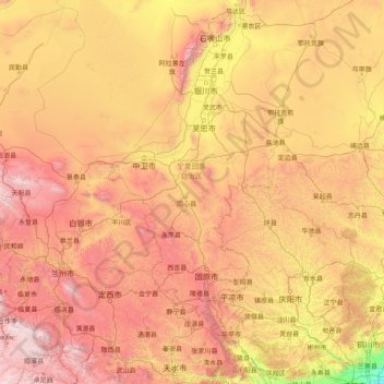 宁夏回族自治区地形图、海拔、地势