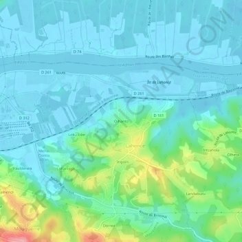 Oïhanto地形图、海拔、地势