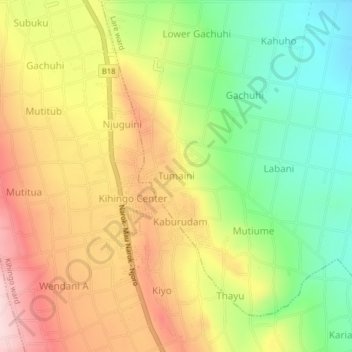 Tumaini地形图、海拔、地势