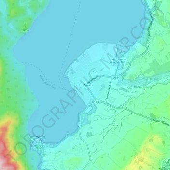 Te Anau地形图、海拔、地势
