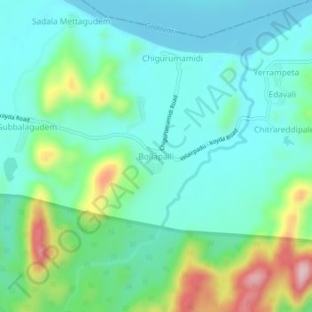 Bollapalli地形图、海拔、地势