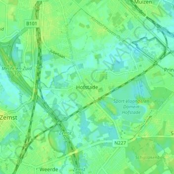 Hofstade地形图、海拔、地势