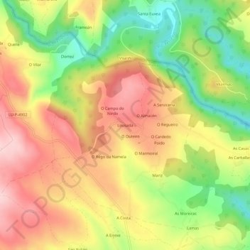 Lousada地形图、海拔、地势