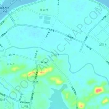 上洞村地形图、海拔、地势