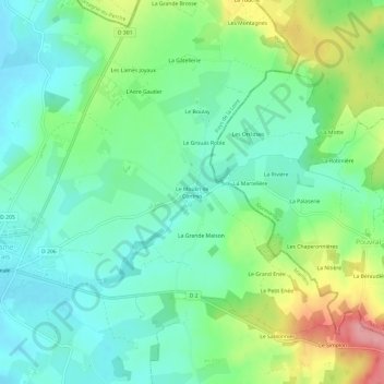 Le Moulin de Contres地形图、海拔、地势