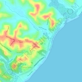 Alto da favela地形图、海拔、地势