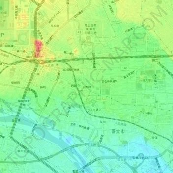 Hagoromocho地形图、海拔、地势