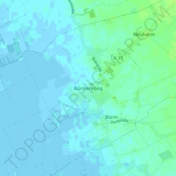Börmerkoog地形图、海拔、地势