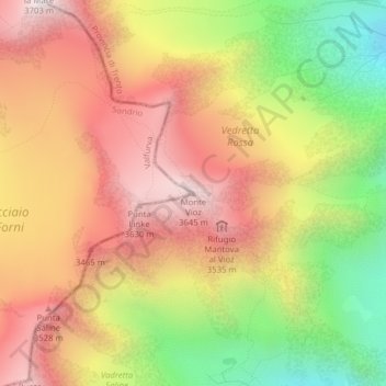 Monte Vioz地形图、海拔、地势