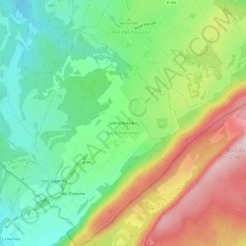 Grand Chalesme地形图、海拔、地势