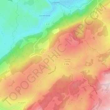 Les Fournets地形图、海拔、地势