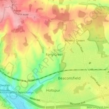 Forty Green地形图、海拔、地势