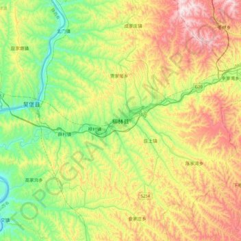 柳林县地形图、海拔、地势