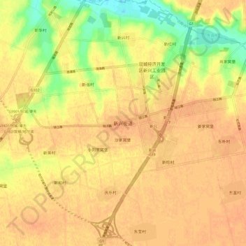 新兴街道地形图、海拔、地势
