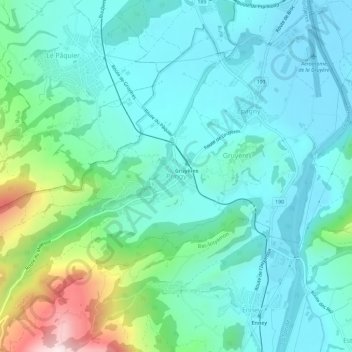 Pringy地形图、海拔、地势