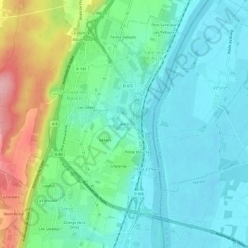 Verre地形图、海拔、地势