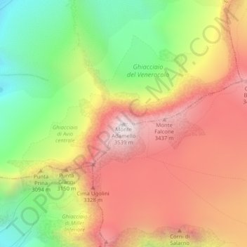 Monte Adamello地形图、海拔、地势