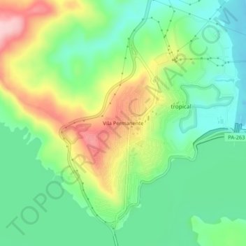 Vila Permanente地形图、海拔、地势