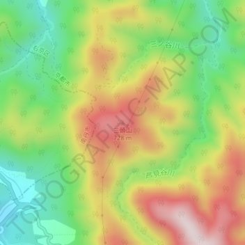 三頭山地形图、海拔、地势
