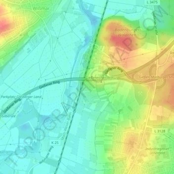 In der Hunsbach地形图、海拔、地势