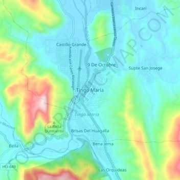 Tingo María地形图、海拔、地势