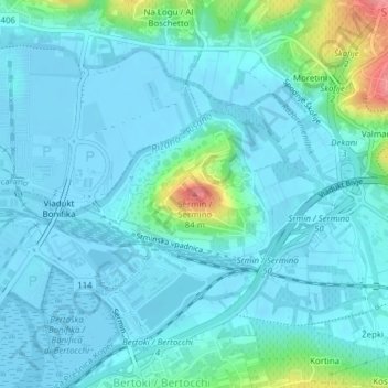 Sermin / Sermino地形图、海拔、地势