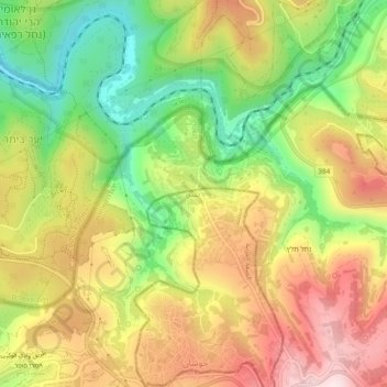 Battir地形图、海拔、地势