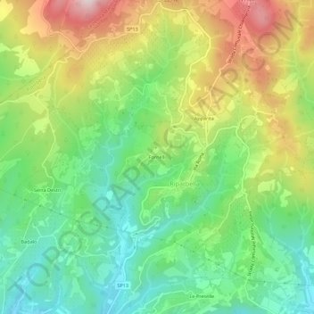 Fornelli地形图、海拔、地势