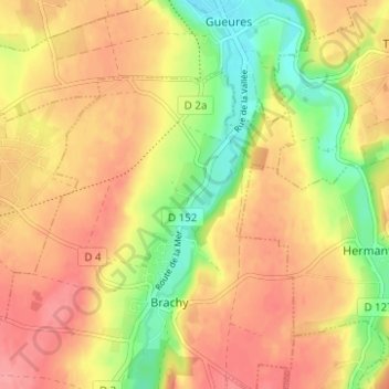Gourel地形图、海拔、地势