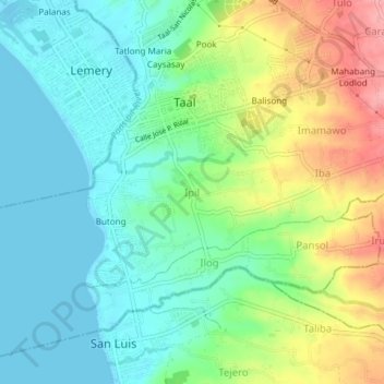 Ipil地形图、海拔、地势