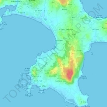 Cariño地形图、海拔、地势