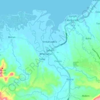 Juban地形图、海拔、地势