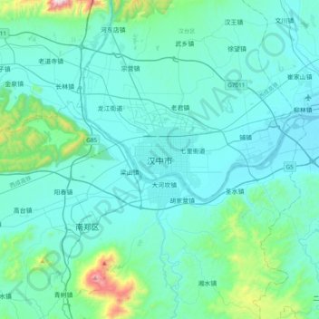 汉中市地形图、海拔、地势