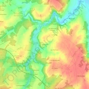 Pinchaud地形图、海拔、地势