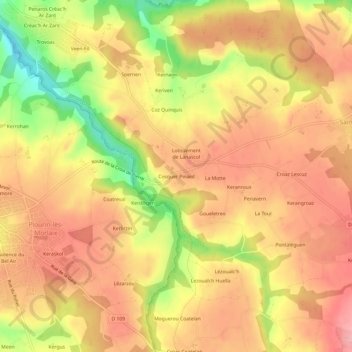 Cosquer Pinard地形图、海拔、地势