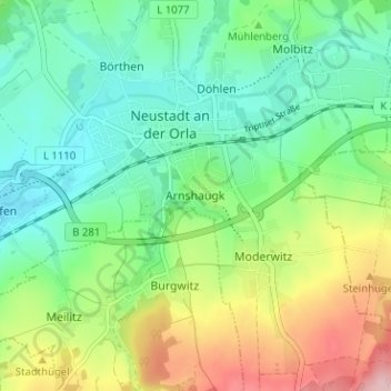 Arnshaugk地形图、海拔、地势