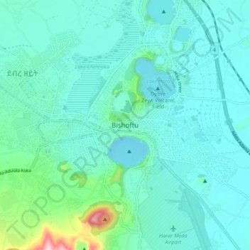 Bishoftu地形图、海拔、地势