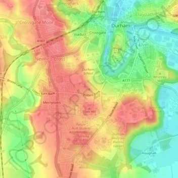 Observatory Hill地形图、海拔、地势