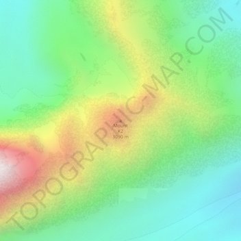 Mount K2地形图、海拔、地势